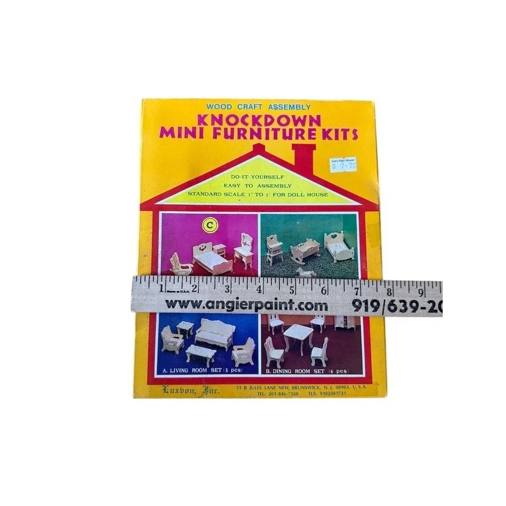 Vintage Luxbon Dollhouse Mini Furniture Kit C Master Bedroom Set 1:12 DIY